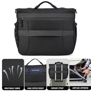 Bolso Mensajero Táctico Negro de Poliéster con Cierre de Cremallera, Bolso de Hombro para Viajes de Negocios, Bolso Bandolera con Bolsillo para Botella de Agua - Product Image 4