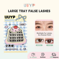 Bulu Mata Palsu UUYP Tanpa Lem, Perekat Sendiri, Model Cluster, Tray Besar, Tipis, OEM/ODM, untuk Ekstensi Bulu Mata DIY, Peralatan Rias
