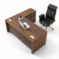 Bureau de direction en bois avec armoire latérale, poste de travail informatique pour bureau à domicile, entreprise ou étude