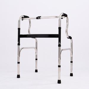 Adjustable Height Foldable <b>Walker</b> For <b>Elderly</b> Stainless Steel Aluminum Alloy Walking Aid Single Bend Double Bend Support - Product Image 2