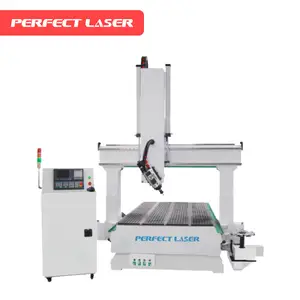 Perfect Laser 4 Axis Automatic Blades Changing acrylic plastic aluminum PVC crystal plate CNC Metal Router Machine