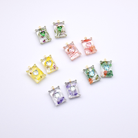 Pendentif rectangulaire en résine incrusté de diamants, accessoires DIY, fleurs séchées, boucles d'oreilles, collier, décoration, pièce de pendentif