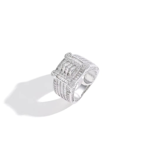 Bling Herren Pavé Zirkon Quadratischer Ring Goldfarben Messing Material Iced Out Voll CZ Mode Hip Hop Schmuck - Product Image 3