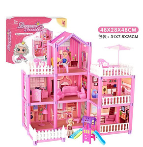 Kit de Construcción de Casa de Muñecas de Plástico de 162 Piezas, Incluye 2 Muñecas, Muebles, 7 Habitaciones y Accesorios para Juegos de Imitación para Niñas - Product Image 2
