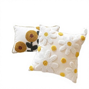 Nordic Fresh Embroidered Flower Square Pillowcase Hospital Home Living Room <b>Sofa</b> Decor Cushion Backrest <b>Pillow</b> Covers - Product Image 2