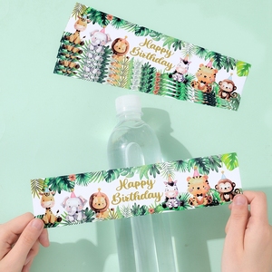 Autocollants pour bouteilles d'eau avec animaux de la jungle, étiquettes <span class=keywords><strong>joyeux</strong></span> <span class=keywords><strong>anniversaire</strong></span> pour enfants, décorations de fête Safari, 10/20 pièces - Product Image 1