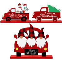 Décorations de table de Noël Camion en bois écologique Père Noël Bonhomme de neige Signes d'arbre de Noël pour décorations de fête
