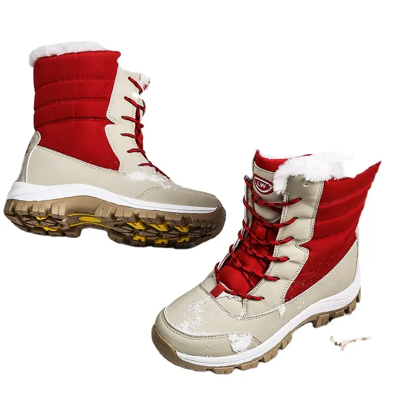 Venta caliente Botas de nieve Estilo de piel real Mini botas de piel de oveja de invierno Mujeres Botines de lana natural Forrado de piel Plataforma cálida Sh