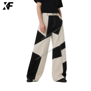 XUFEI originali Y2K Casual Casual Color nero <span class=keywords><strong>Cargo</strong></span> che blocca <span class=keywords><strong>larghi</strong></span> LOGO personalizzato pantaloni Chino in cotone in sgualito da uomo - Product Image 1