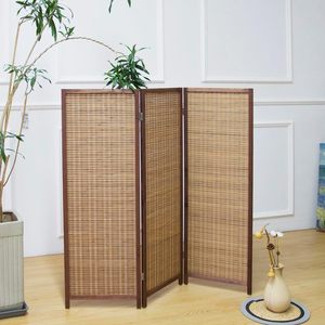 Paravent contemporain à 3 panneaux, séparateur de pièce court, autoportant, <span class=keywords><strong>en</strong></span> <span class=keywords><strong>bambou</strong></span>, occultant, brun, 395 - Product Image 4