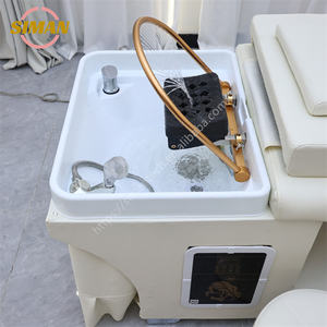 Siman – Dernier modèle de lit de lavage de luxe blanc avec vapeur et douche thérapeutique, lumière LED sept couleurs pour instituts de beauté et salons de coiffure - Product Image 5