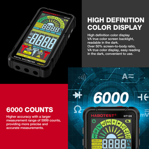 Multímetro Digital Multifunción de Alta Precisión True RMS, Portátil, CAT III 600V, con Función de Retención de Datos - Product Image 6