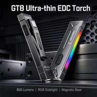 Lampe torche de poche EDC ultra-fine à double interrupteur, double aimant, lampe de travail RGB rechargeable USB-C pour réparation, camping, urgence