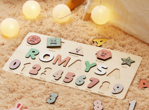 NovaCross Nouveau <span class=keywords><strong>puzzle</strong></span> <span class=keywords><strong>en</strong></span> <span class=keywords><strong>bois</strong></span> multifonctionnel éducatif pour enfants, personnalisable avec un nom, cadeau de premier anniversaire pour bébé, respectueux de l'environnement - Product Image 4