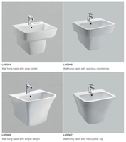 Nouveaux articles sanitaires personnalisés en céramique, lavabo demi-piedestal ovale, lavabo mural rond pour hôtel, appartement, salle de bain