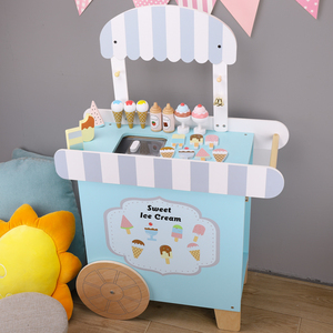 Camion de vente ambulante <span class=keywords><strong>en</strong></span> <span class=keywords><strong>bois</strong></span> multicolore pour enfants, jeu de rôle, chariot de crème glacée, ensembles de cuisine, <span class=keywords><strong>jouet</strong></span> pour 2-7 ans - Product Image 1