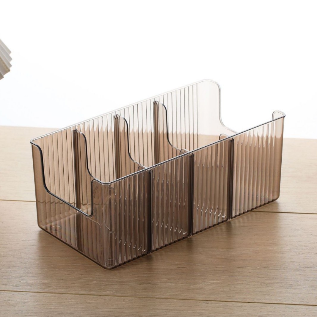 PET Belt Storage Box [Adjustable Dividers] - Black Translucent