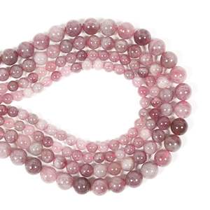 手作りDIY天然ラベンダーローズクォーツ丸ビーズブレスレット半完成ジュエリークラフトキット - Product Image 1