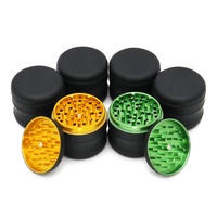 Factory Direct 4 pièces 2.5 pouces peinture en caoutchouc noir mat broyeur d'herbes en aluminium briquets Logo personnalisé pour accessoires de fumer fabriqués