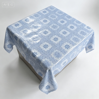 Nappe en vinyle PE imprimée de fleurs bleues, imperméable, résistante à l'huile, facile à nettoyer, pour la cuisine, la salle à manger, la décoration de la maison