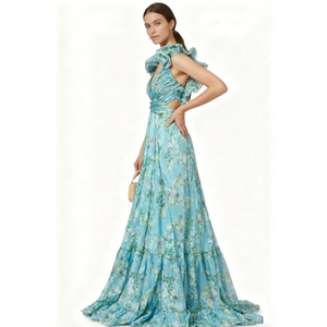 Nouvelles robes longues imprimées à bretelles spaghetti et lacets pour femmes, tendance - Product Image 3