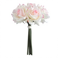 Bouquet de roses en soie au toucher réel, fleurs artificielles, bouquet floral artificiel pour mariage, décoration de table à la maison