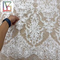 Tissu de dentelle guipure française de luxe, style européen, pour robe de mariée, tissu brodé avec des paillettes, pour femmes