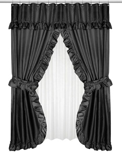 Elegant Jacquard Weave Double Waterproof Double Swag Valance <strong>Shower</strong> <strong>Curtain</strong> With <strong>Peva</strong> Liner - Product Image 4