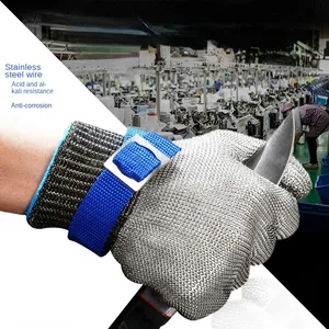 Gants résistants aux coupures – Maille métallique en acier inoxydable, protection contre les coupures de niveau 5/9, résistants aux piqûres – Gants de sécurité pour boucher, découpe de viande - Product Image 2
