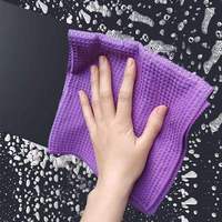 Serviette en microfibre gaufrée douce de qualité supérieure, texture ananas, séchage rapide et écologique, sans traces, pour le detailing des vitres de voiture