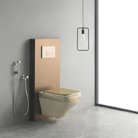Randlose Wandbehang Versteckte Wassertank Toilette Gold Weich schließender Sitz bezug Keramik Badezimmer Wandbehang Vergoldetes Toiletten bidet