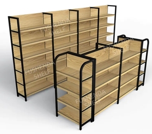 Étagère de supermarché robuste en bois et métal pour magasin de proximité et épicerie - Installation rapide, structure d'étagère solide - Product Image 3