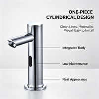 Robinet cylindrique en cuivre à capteur infrarouge automatique pour lavabo, robinet commercial à détection automatique pour salle de bain d'hôtel et toilettes publiques
