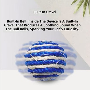 Giocattolo per Gatti: Palla in Sisal con Piume, Gioco Interattivo Sonoro, Teaser con Piume, Giocattolo da Masticare Durevole e Resistente ai Graffi - Accessori per Animali Domestici - Product Image 2