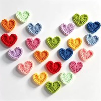 Décoration artisanale au crochet en forme de cœur, couleur bonbon, pour la maison, accessoires de vêtements et de cheveux DIY, fleurs pour chaussures