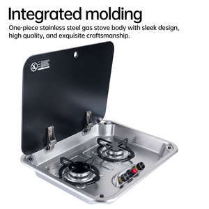Cuisinière à <span class=keywords><strong>gaz</strong></span> encastrable 2 brûleurs en acier inoxydable pour <span class=keywords><strong>camping</strong></span>-<span class=keywords><strong>car</strong></span>, caravane, remorque, <span class=keywords><strong>camping</strong></span>-<span class=keywords><strong>car</strong></span>, cuisine de fourgonnette - Product Image 5