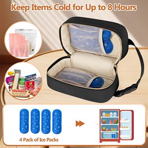 Breastmilk Cooler Bag with 4 Ice Packs -Breastmilk Cooler Travel Bag Organizer with Detachable Buckle Handle for Daycare - Product Image 2