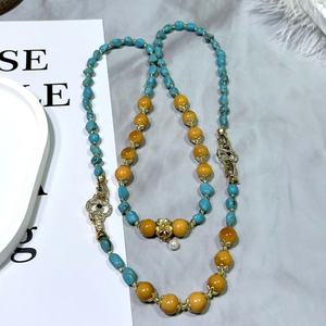 Collar de Jade Amarillo en Forma de Bola Estilo Monedas de Mongshan, Vintage, de <span class=keywords><strong>Segunda</strong></span> <span class=keywords><strong>Mano</strong></span>, con Capas Largas, para Mujer, Aniversario - Product Image 1