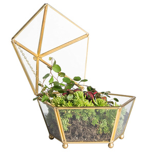 DS Perhiasan Dekoratif Antik Penyimpanan Kotak Jendela Terarium Geometris Dada Kaca Bening Bentuk Pentagon Perhiasan Kecil - Product Image 1