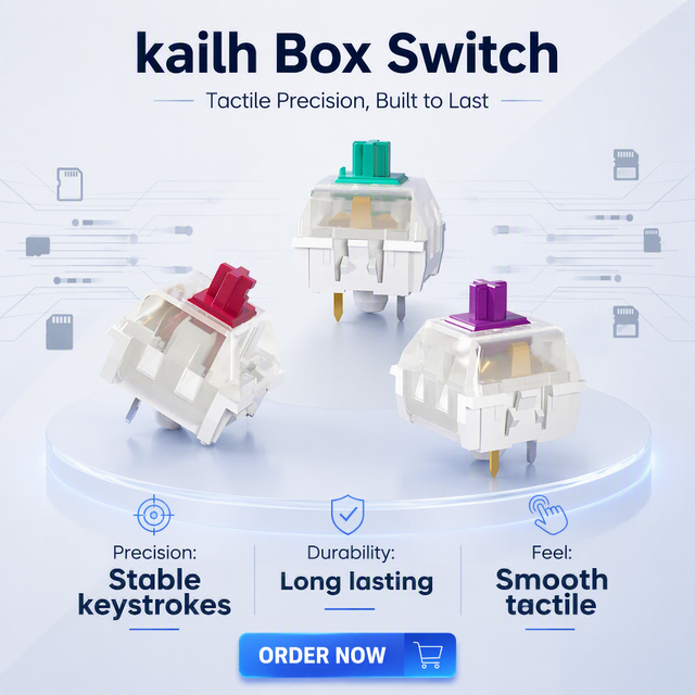 Kailh Pro Switches Burgundy Purple Light Green Mechanical Keyboard Switch Linear Tactile Clickys Fast Actuation 3-Pin for Custom