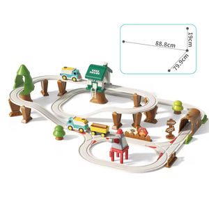 Ensemble de jouets éducatifs en gros de 62 pièces pour l'assemblage de voies de circulation forestière, ferroviaire et de course automobile - Product Image 6