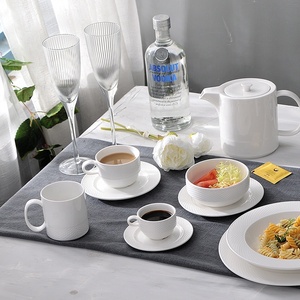 Tazza da Caffè in Ceramica PT con Piattino, Tazze da Caffè <span class=keywords><strong>Bianche</strong></span> per Catering, Ciotola per Zuppa, Tazza in Ceramica - Product Image 4