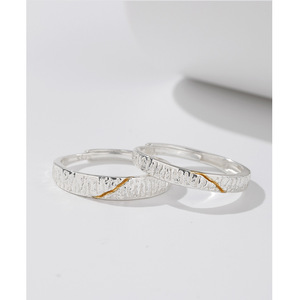 Joyería fina pareja amigo S925 anillos de plata esterlina minimalista círculo fino textura Irregular anillo de dedo para Mujeres Hombres - Product Image 2
