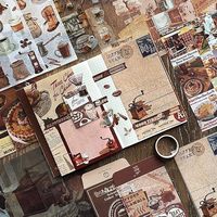 Simno 123 Artículos Kit de Scrapbook Estético Vintage Rosa Café, Cuaderno A6 con Cuadrícula para Bullet Journal y Junk Journal, Suministros DIY para Diario