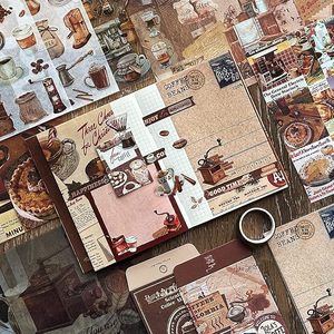 Simno, 123 Uds., Kit de álbum de recortes estético Vintage Rose Coffee, Bullet Junk Journal A6 Grid <span class=keywords><strong>Notebook</strong></span>, suministros para diario DIY - Product Image 6