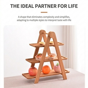 Estante de exhibición de madera moderno de 3 niveles, bandeja organizadora de alimentos de cocina duradera e impermeable, para postres, pasteles y suculentas - Product Image 5