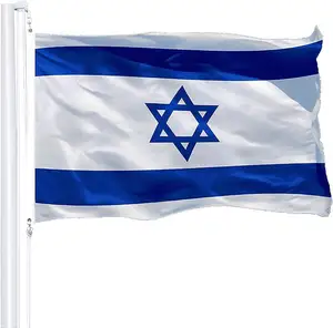 Spanduk bendera Israel 3x5 kaki besar kain poliester cetak dua sisi kustom Harga Murah pabrik dengan gromet kuningan