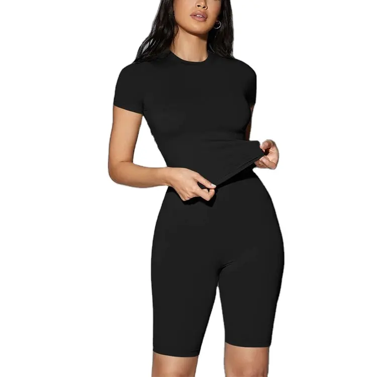Wholesale Melanin T Shirt Lady T Shirts Tight Yoga Gym Clothes Human Aesthetics Tees Solid Tshirt Women Black Tops