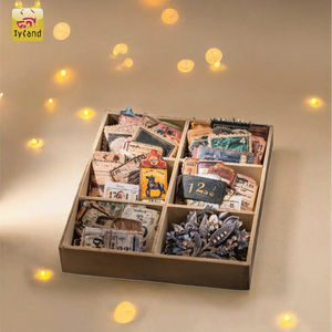 100 feuilles/boîte Série Little Black Box Boîte de grande taille d'autocollants en papier découpés à la forme, autocollants graphiques, étiquettes, décoration brillante - Product Image 3