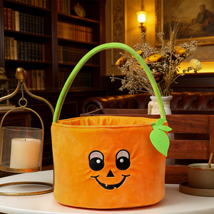 Мягкие милые пустые ведерки для Хэллоуина с аппликацией в виде тыквы, с возможностью индивидуальной печати, для конфет - Product Image 2